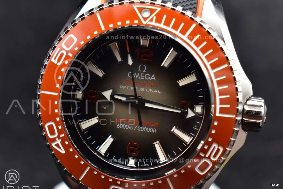 Bezel 6000M Seamaster 1:1 Strap Best Deep Rubber Gray Ultra Ceramic Black A2824 on Orange Edition Dial SS TF 1228